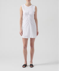 White Classic Jersey Gathered Detail Dress | Women's Casual Dress by ATM Anthony Thomas Melillo