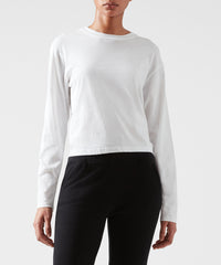White Classic Jersey Long Sleeve Boy Tee - Women's Cotton Long Sleeve T-shirt by ATM Anthony Thomas Melillo