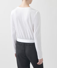 White Classic Jersey Long Sleeve Twist Top | Women's Top by ATM Anthony Thomas Melillo