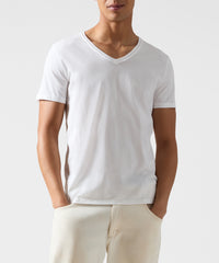 White Classic Jersey V-Neck Tee - Men's Cotton Short Sleeve T-shirt by ATM Anthony Thomas Melillo
