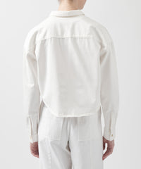 White Cotton Twill Cropped Button Down Shirt | Women's Top by ATM Anthony Thomas Melillo