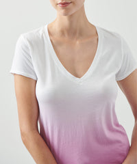 White/ Hydrangea Jersey V-Neck Tee | Women's Short Sleeve T-Shirt by ATM Anthony Thomas Melillo