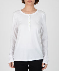White Jersey Long Sleeve Henley | Women's Henley ATM Anthony Thomas Melillo