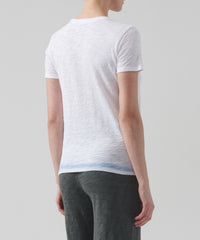 White Powder Blue Combo Slub Jersey Schoolboy Crew Neck Tee | Women's Short Sleeve T-Shirt by ATM Anthony Thomas Melillo