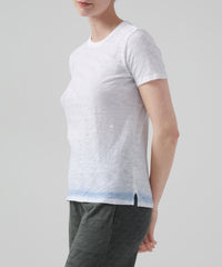 White Powder Blue Combo Slub Jersey Schoolboy Crew Neck Tee | Women's Short Sleeve T-Shirt by ATM Anthony Thomas Melillo