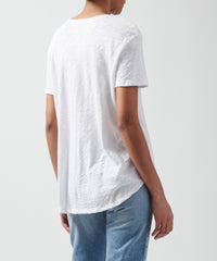 White Slub Jersey Boyfriend V-Neck Tee | Women's Cotton Short Sleeve Tee by ATM Anthony Thomas Melillo