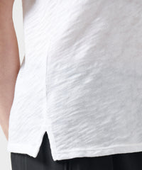 White Slub Jersey Schoolboy V-Neck Tee | Women's Short Sleeve Tee by ATM Anthony Thomas Melillo