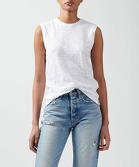 White Slub Jersey Sleeveless Schoolboy Tee | Women's Tee by ATM Anthony Thomas Melillo