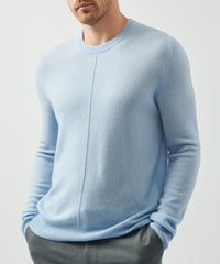 Winter Sky Recycled Cashmere Exposed Seam Crew Neck Sweater | Men's Sweater by ATM Anthony Thomas Melillo