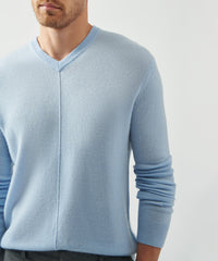 Winter Sky Recycled Cashmere Exposed Seam V-Neck Sweater | Men's Sweater by ATM Anthony Thomas Melillo