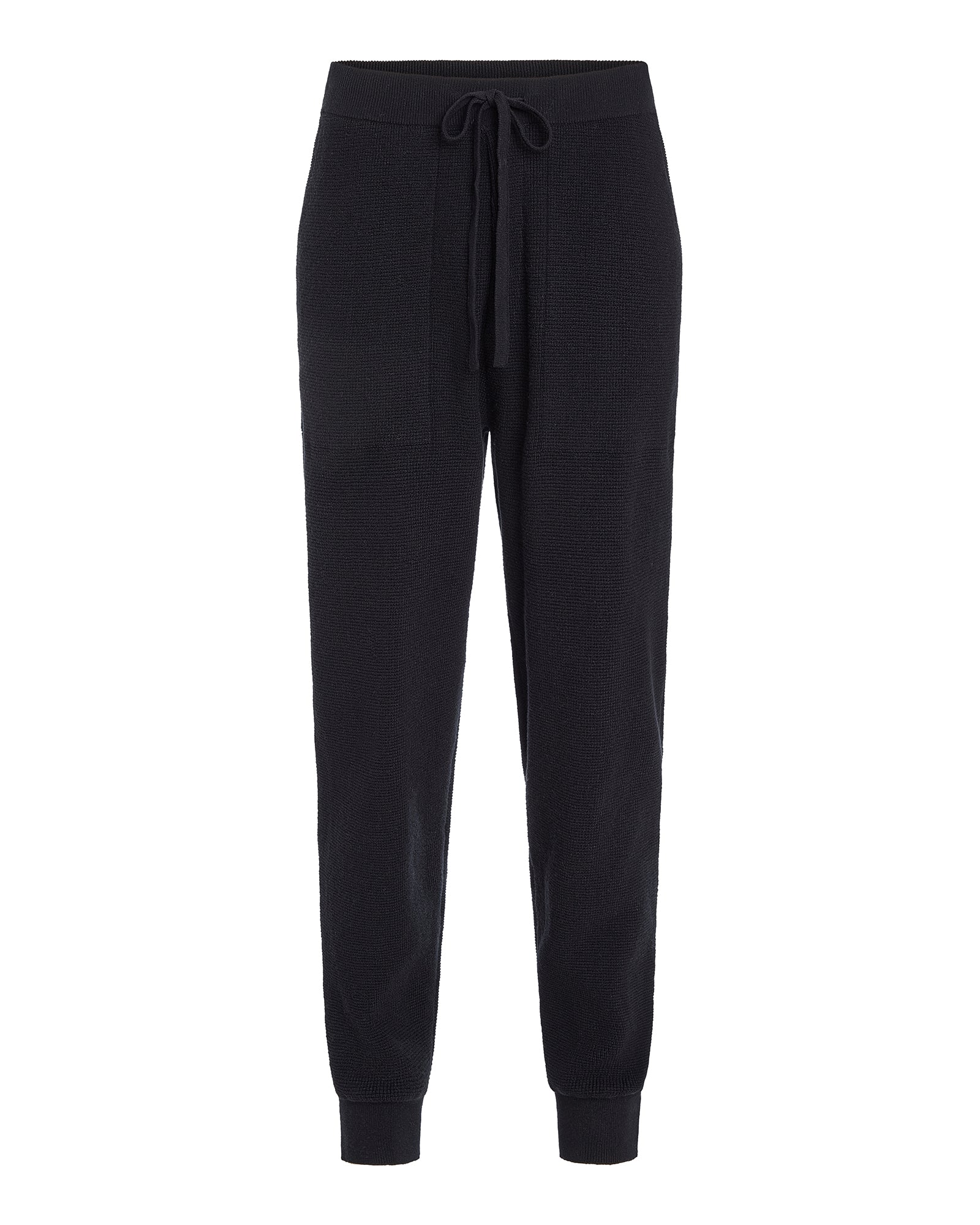 Cotton Cashmere Waffle Stitch Jogger - Black
