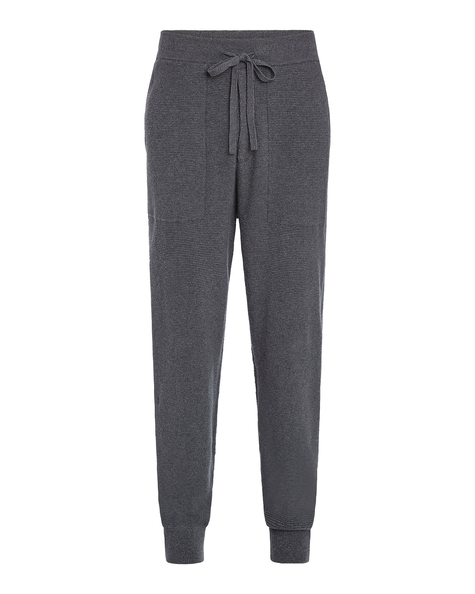 Cotton Cashmere Waffle Stitch Jogger - Dark Heather Grey