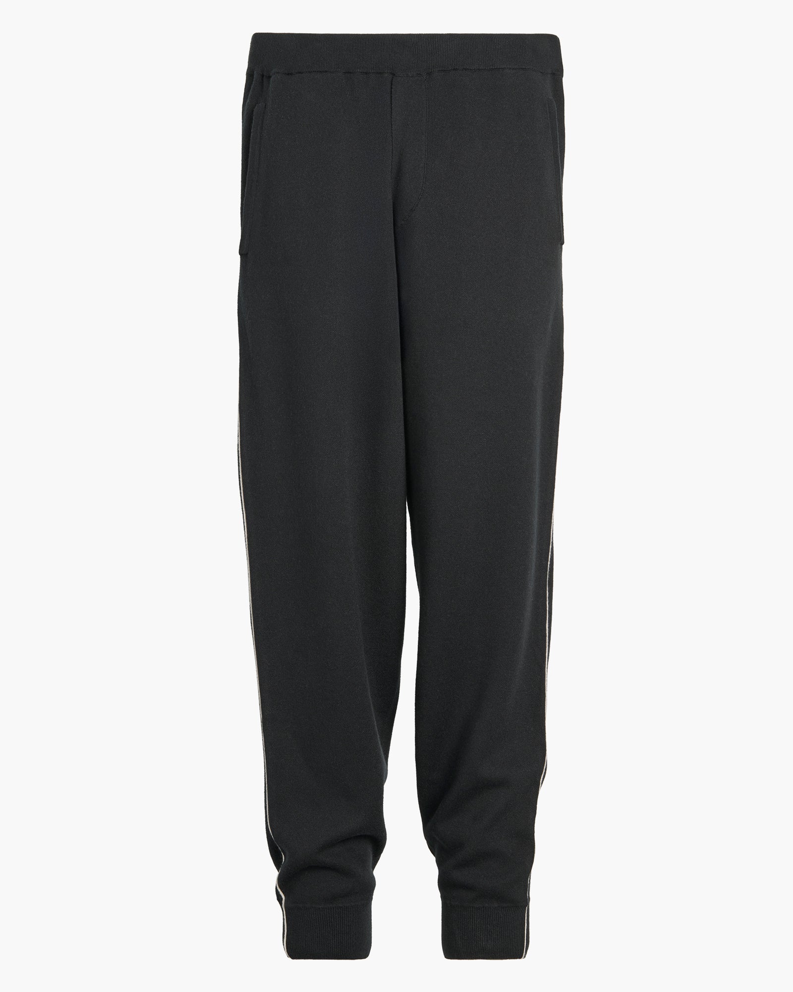 Cotton Cashmere Plaited Jogger - Black Silver