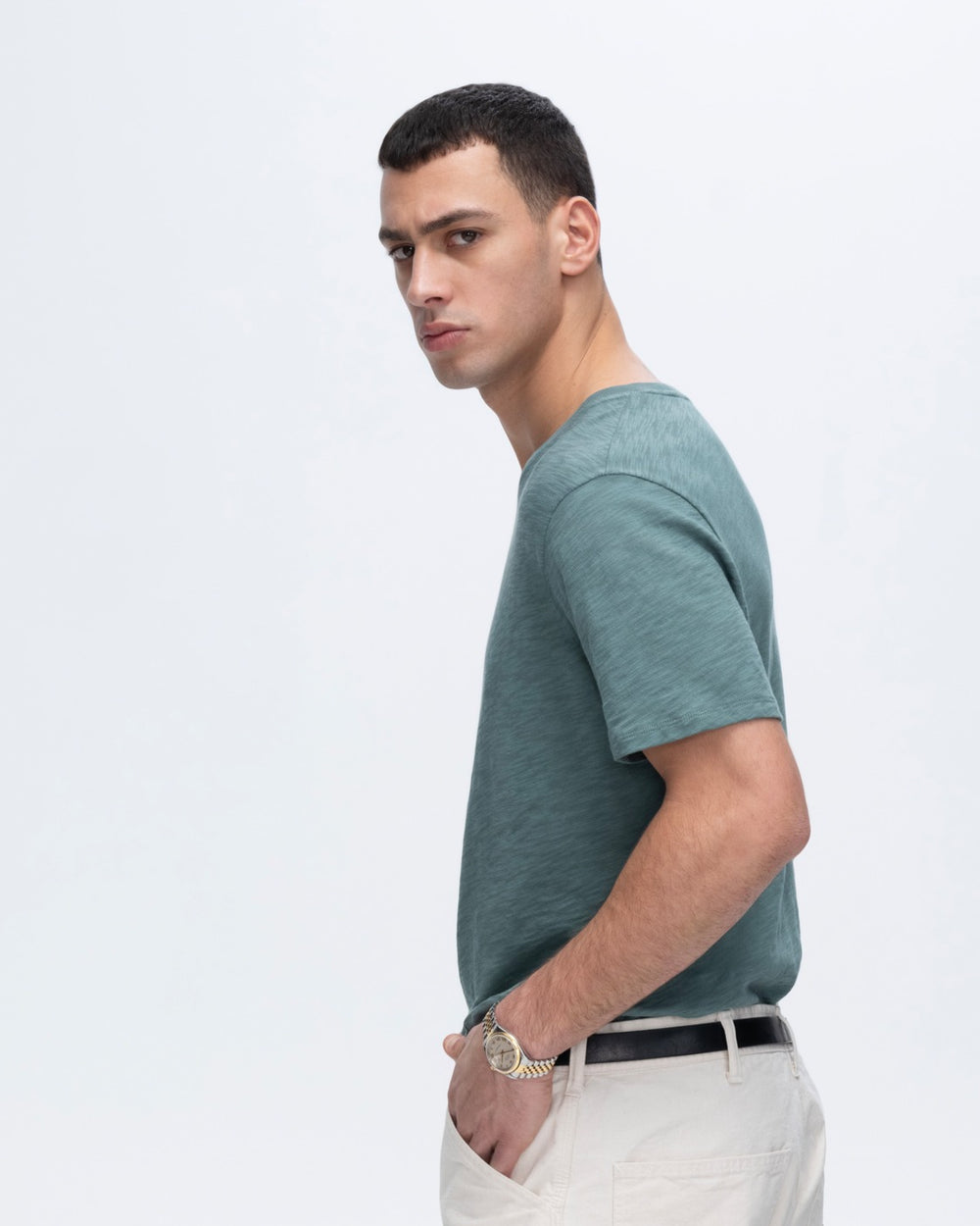 Slub Jersey Short Sleeve Crew Neck Tee - Spring Eucalyptus