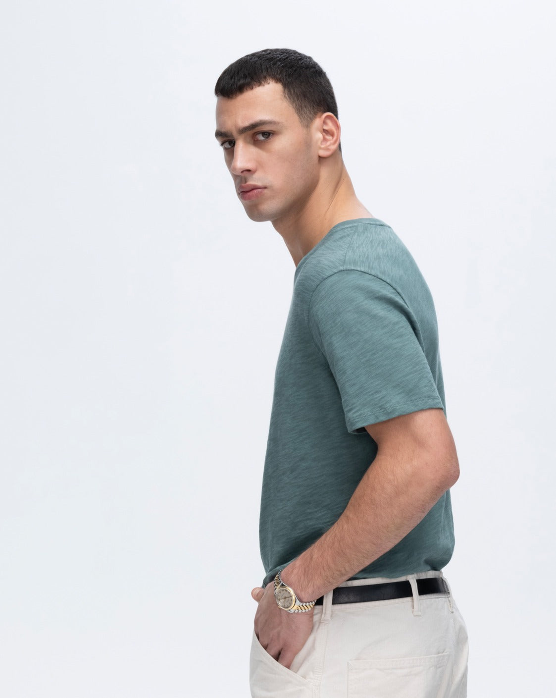 Slub Jersey Short Sleeve Crew Neck Tee - Spring Eucalyptus