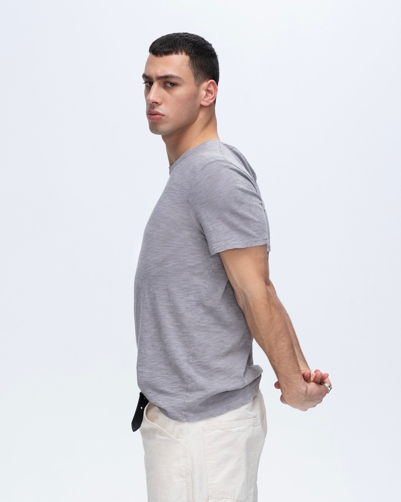 Slub Jersey Chroma Wash Short Sleeve Crew Neck Tee - Shark