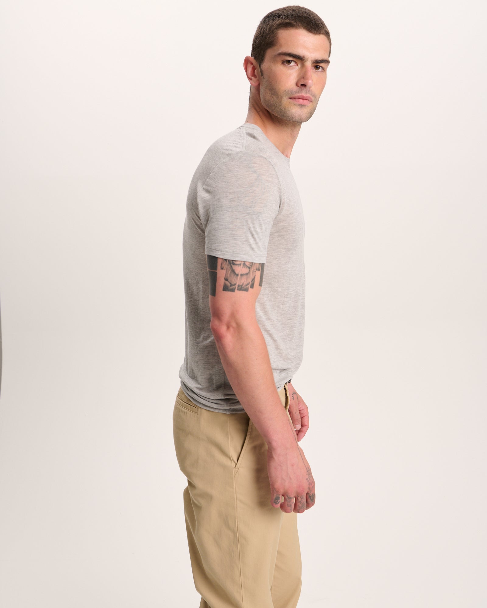 Modal Jersey Crew Neck Tee - Heather Grey