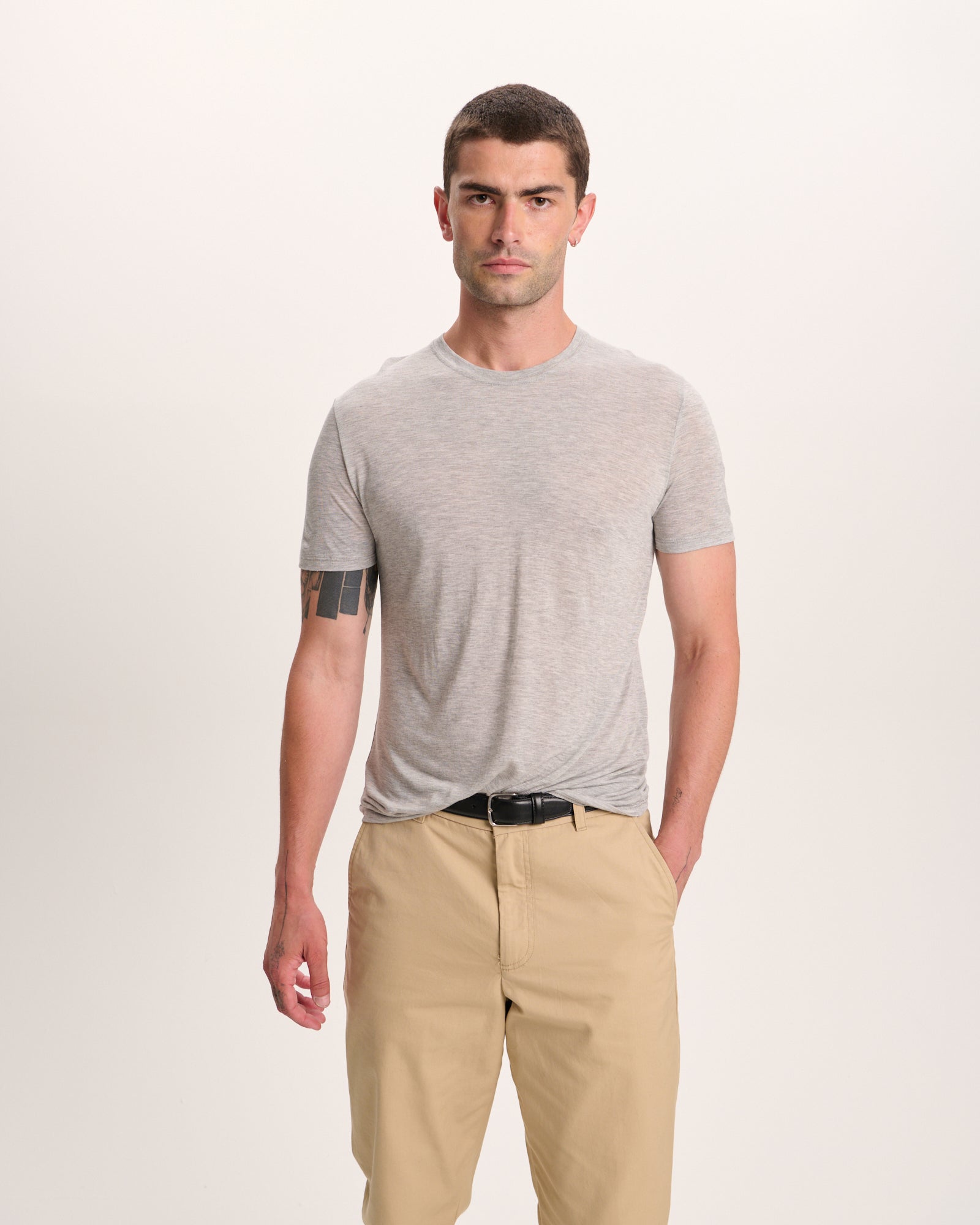 Modal Jersey Crew Neck Tee - Heather Grey