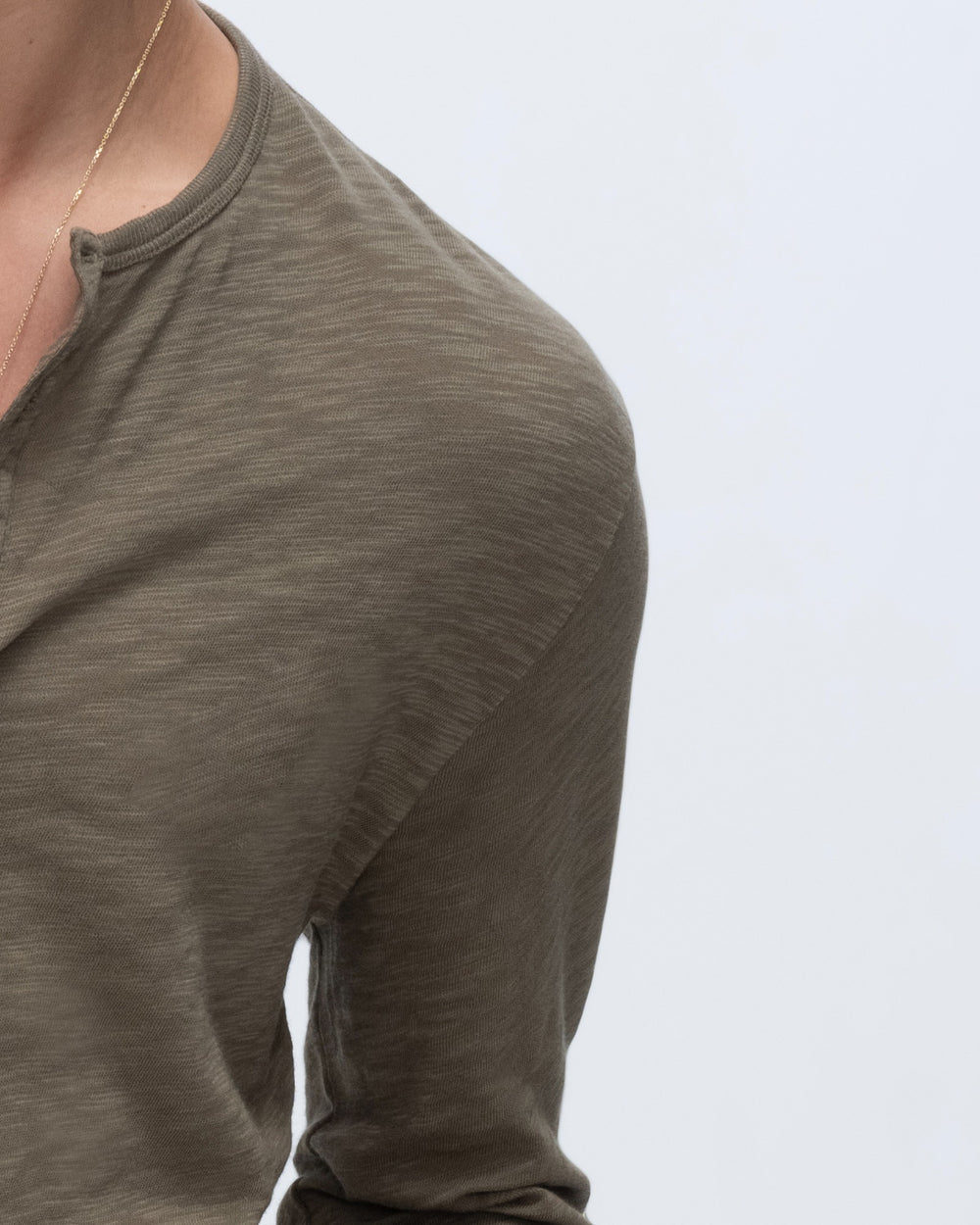 Slub Jersey Destroyed Wash Henley - Army
