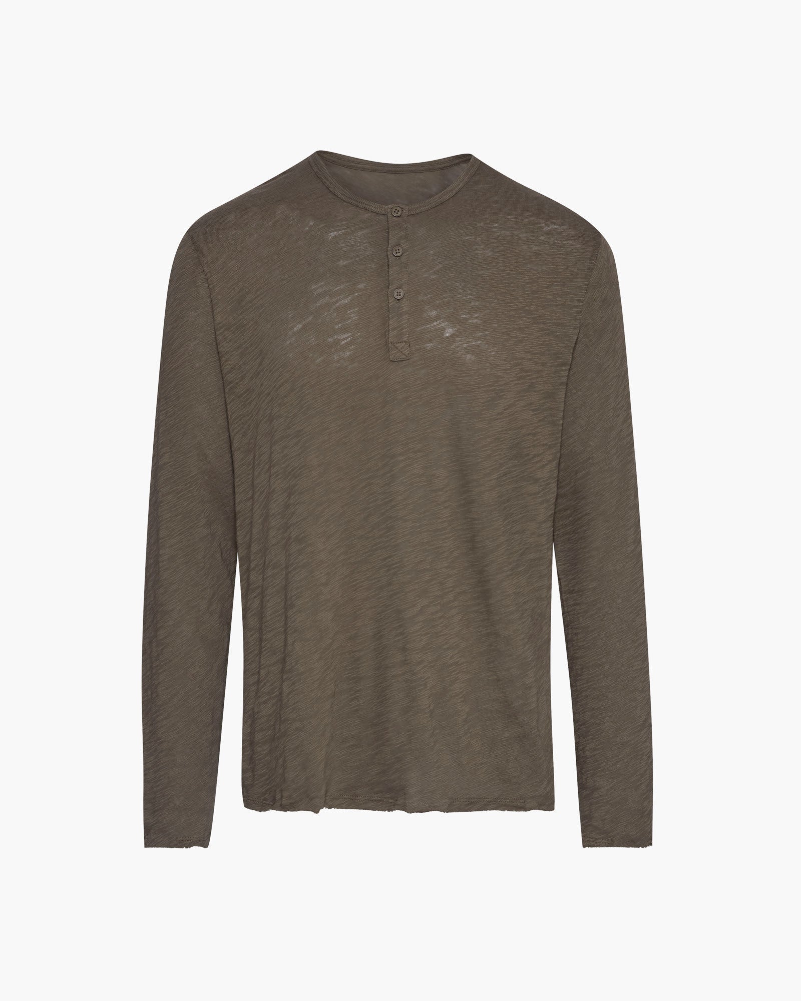 Slub Jersey Destroyed Wash Henley - Army