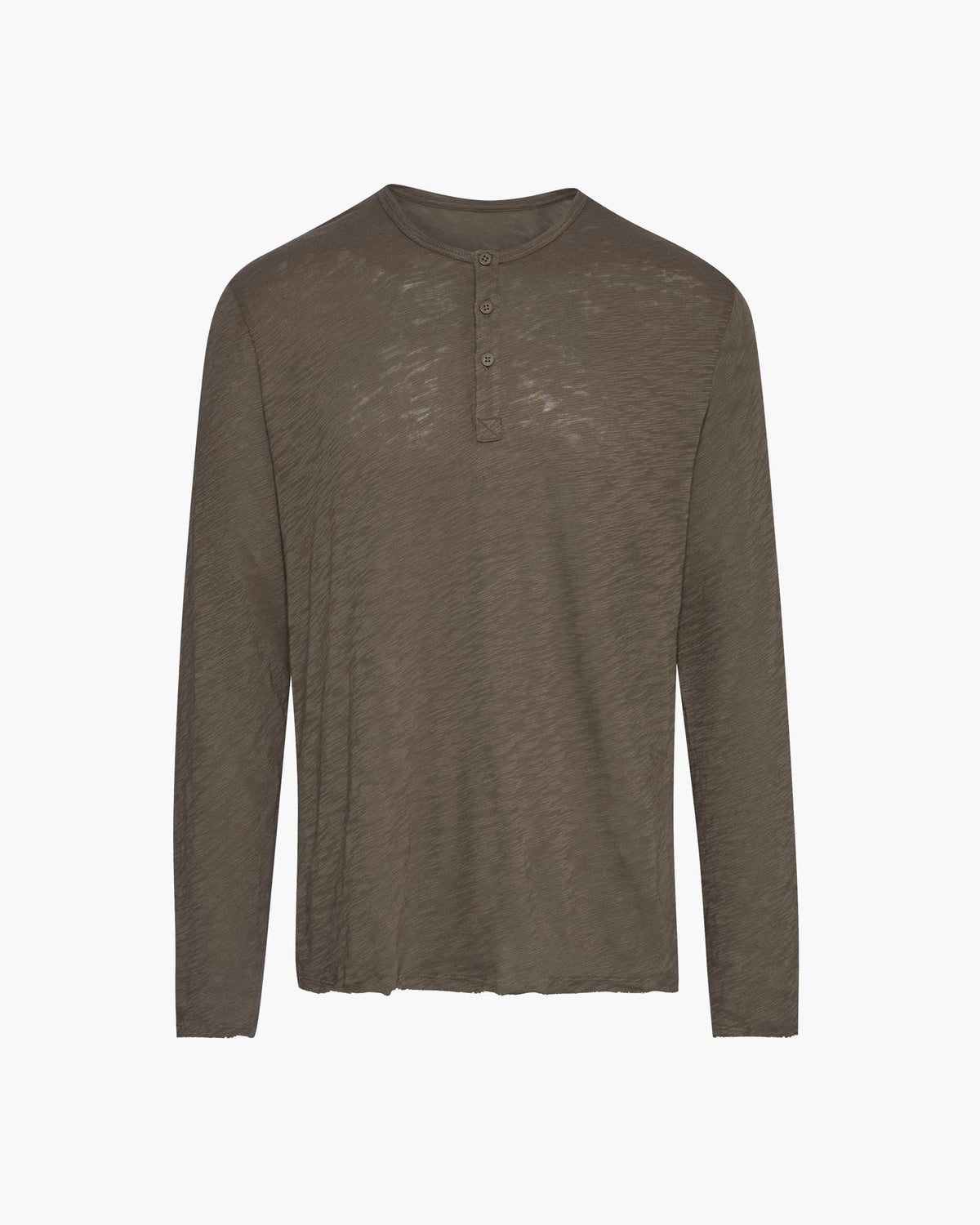 Slub Jersey Destroyed Wash Henley - Army