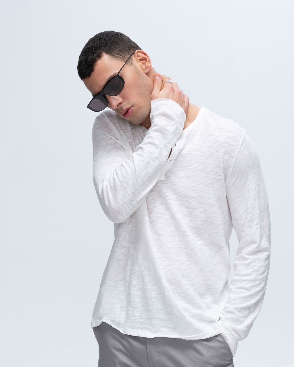 Slub Jersey Destroyed Wash Henley - Army