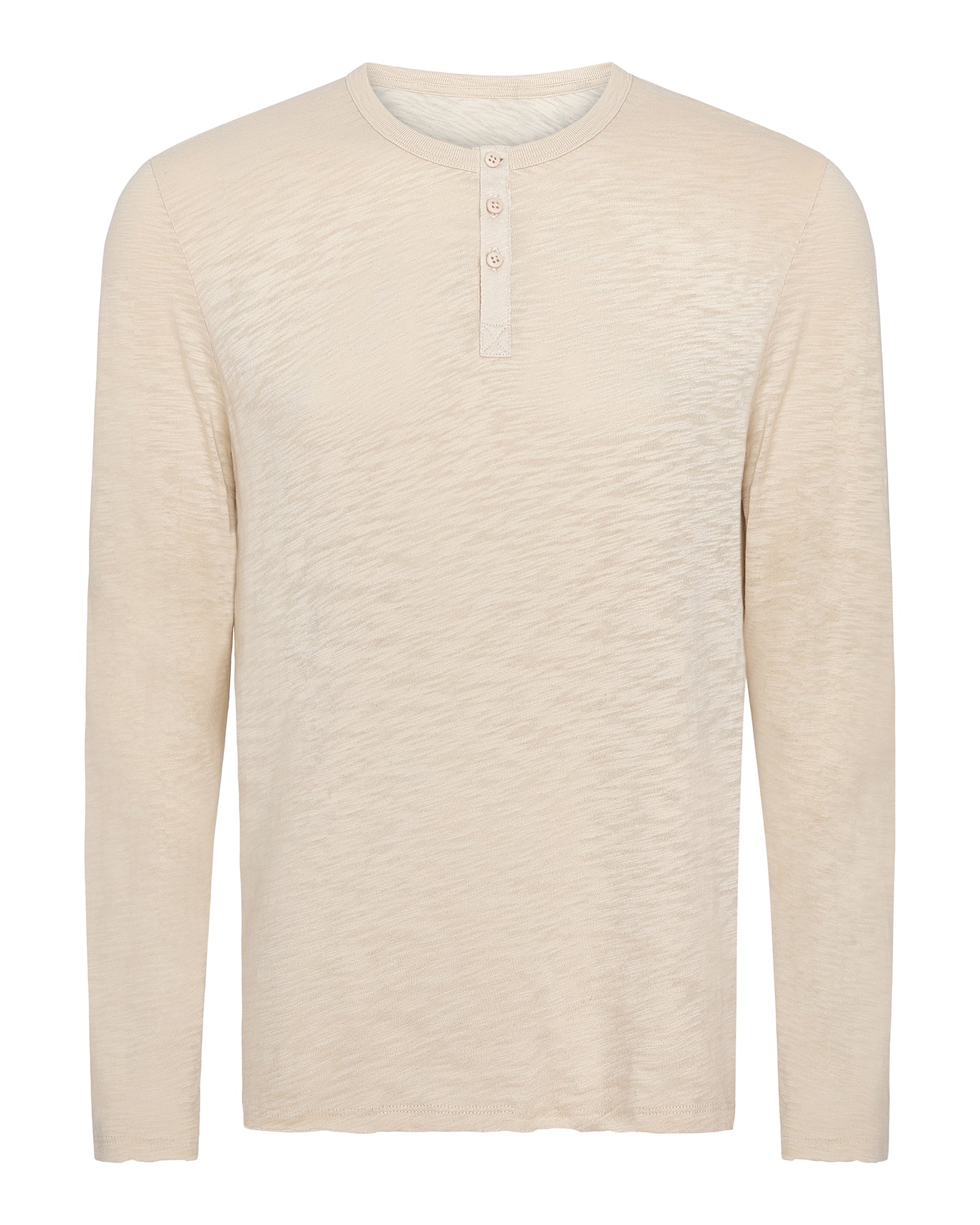 Slub Jersey Destroyed Wash Henley - Bleached Oak