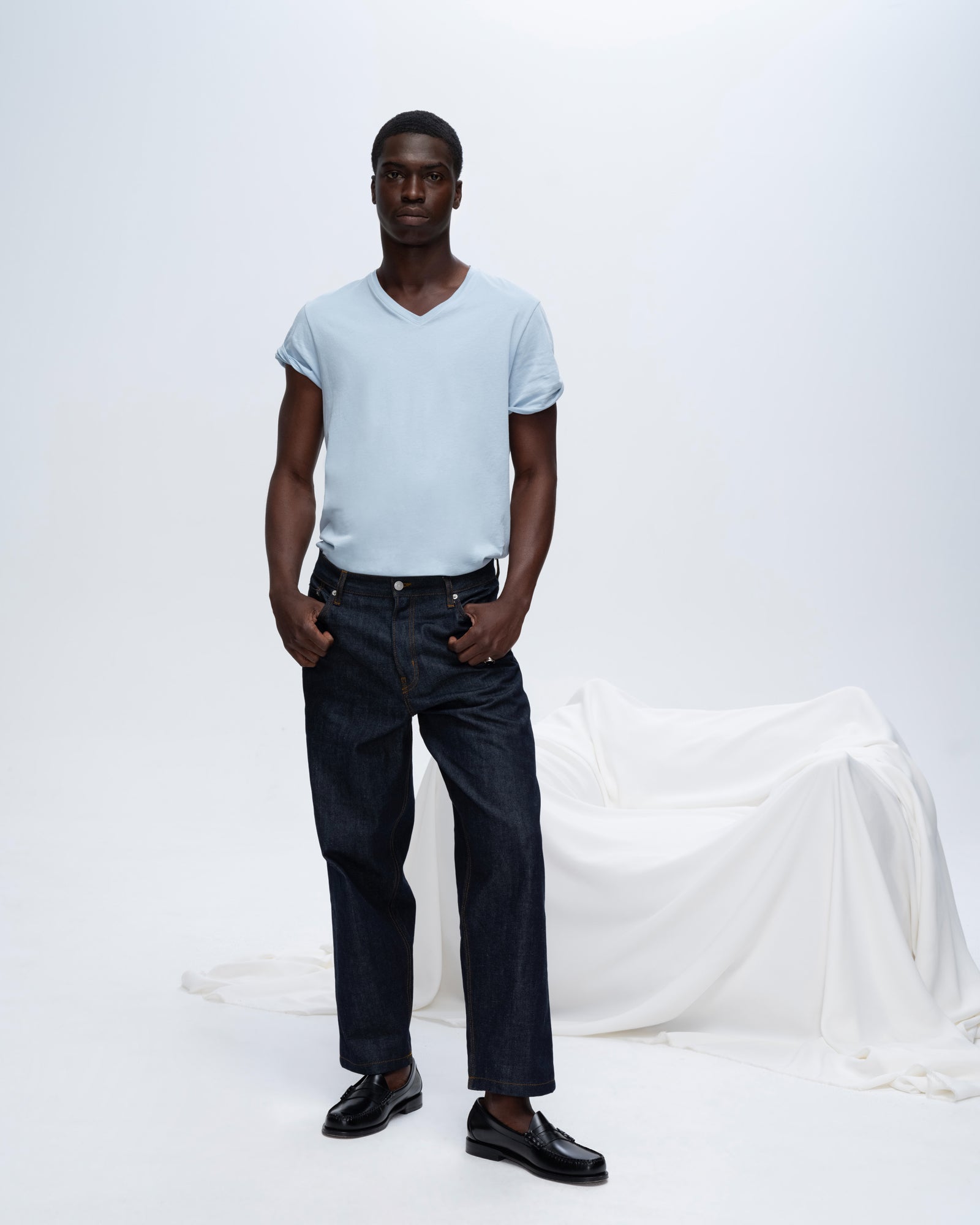 Classic Jersey V-Neck Tee - Blue