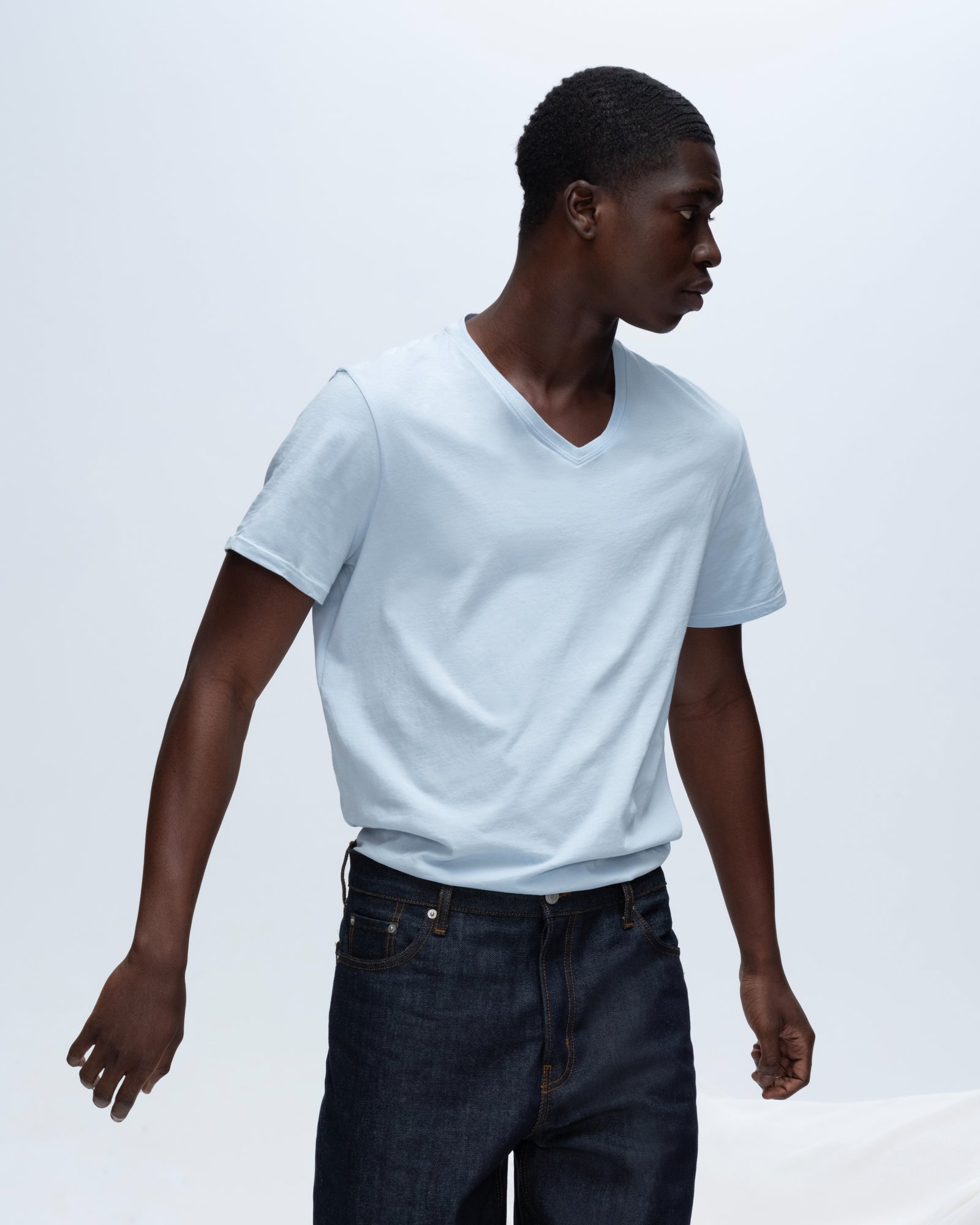 Classic Jersey V-Neck Tee - Blue