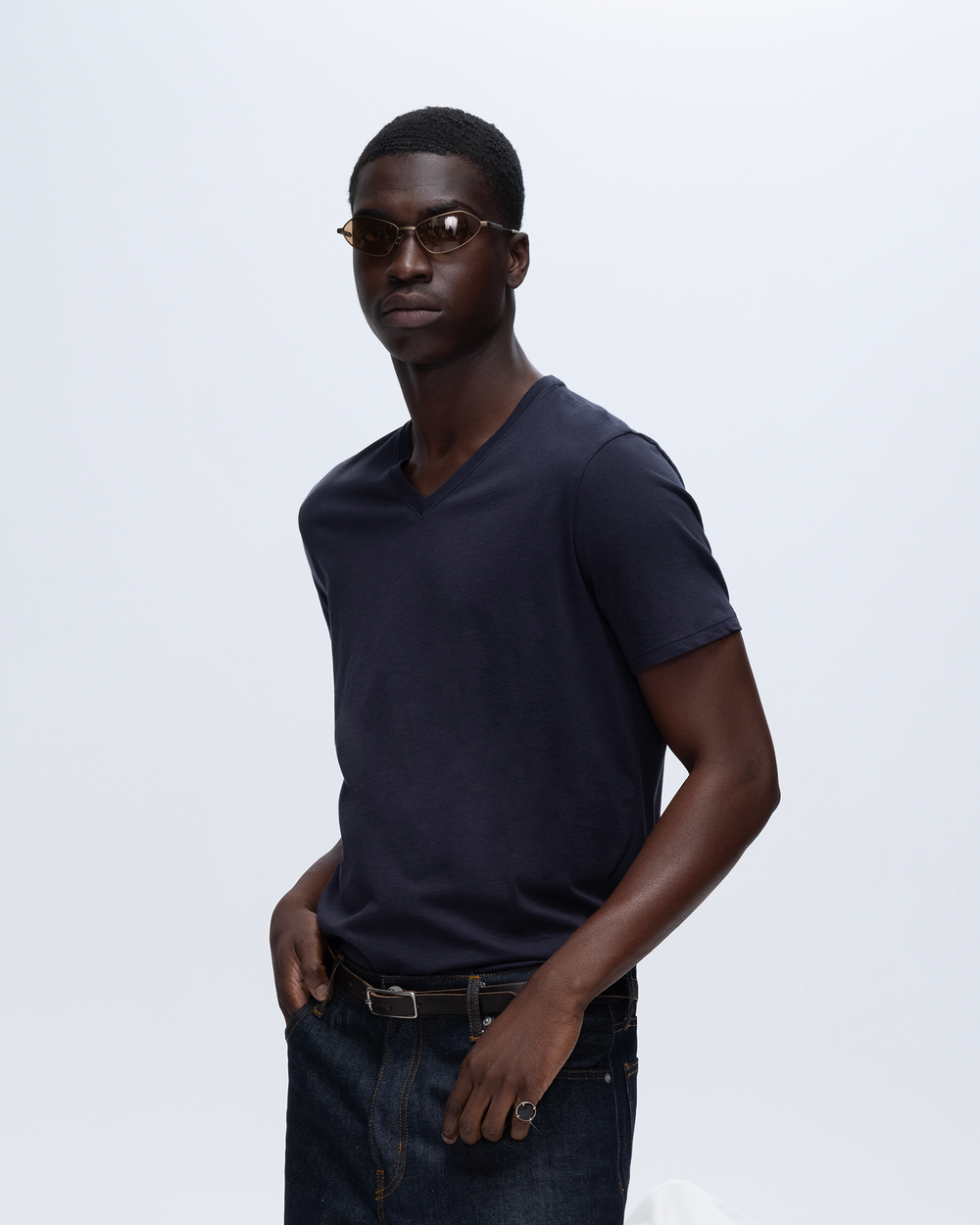 Classic Jersey V-Neck Tee - Midnight