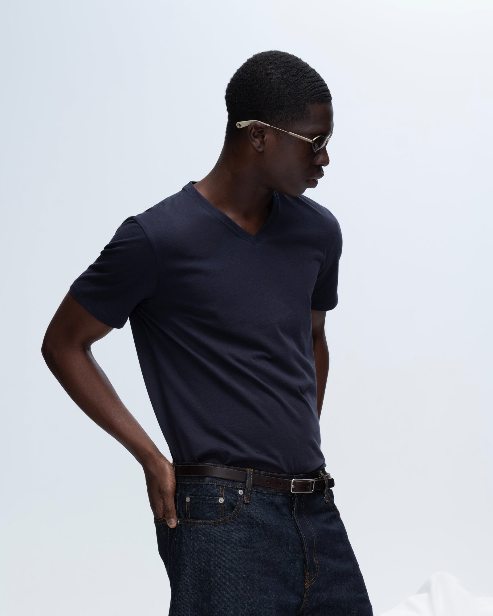 Classic Jersey V-Neck Tee - Midnight