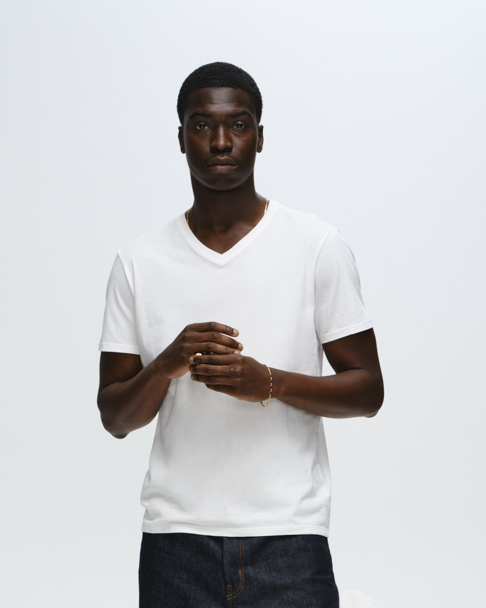 Classic Jersey V-Neck Tee - White