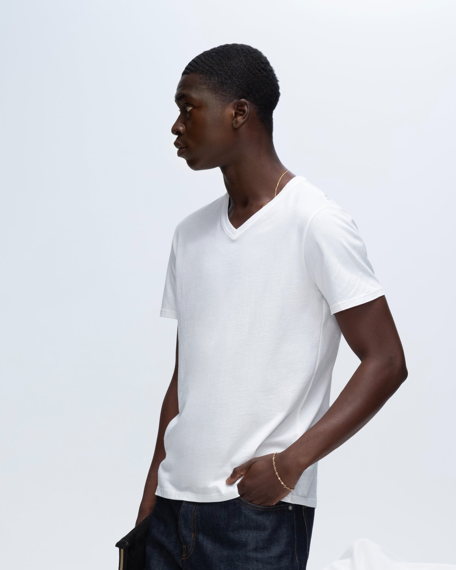 Classic Jersey V-Neck Tee - White