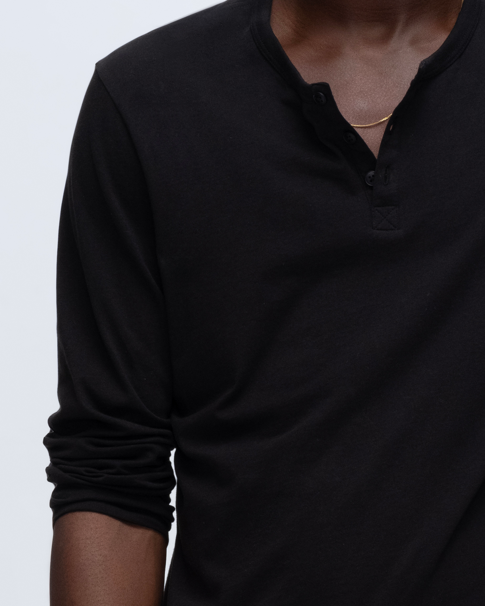 Classic Jersey Long Sleeve Henley - Black