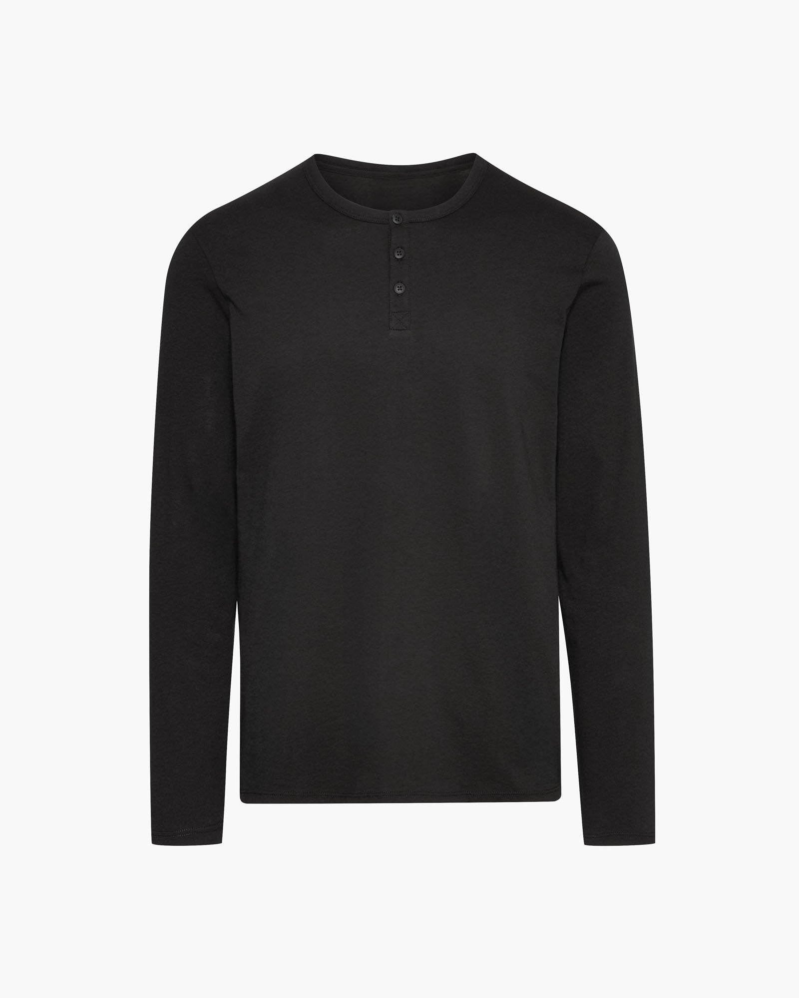 Classic Jersey Long Sleeve Henley - Black