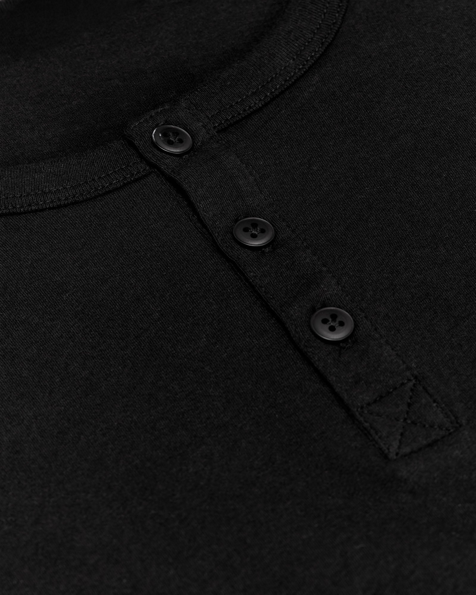 Classic Jersey Long Sleeve Henley - Black