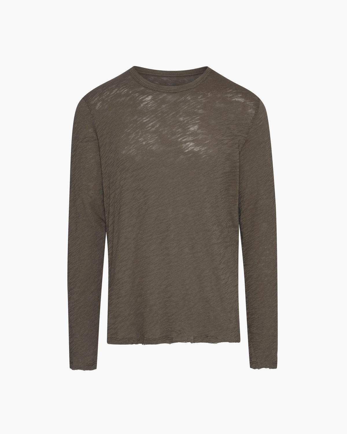 Slub Jersey Long Sleeve Destroyed Wash Tee - Army