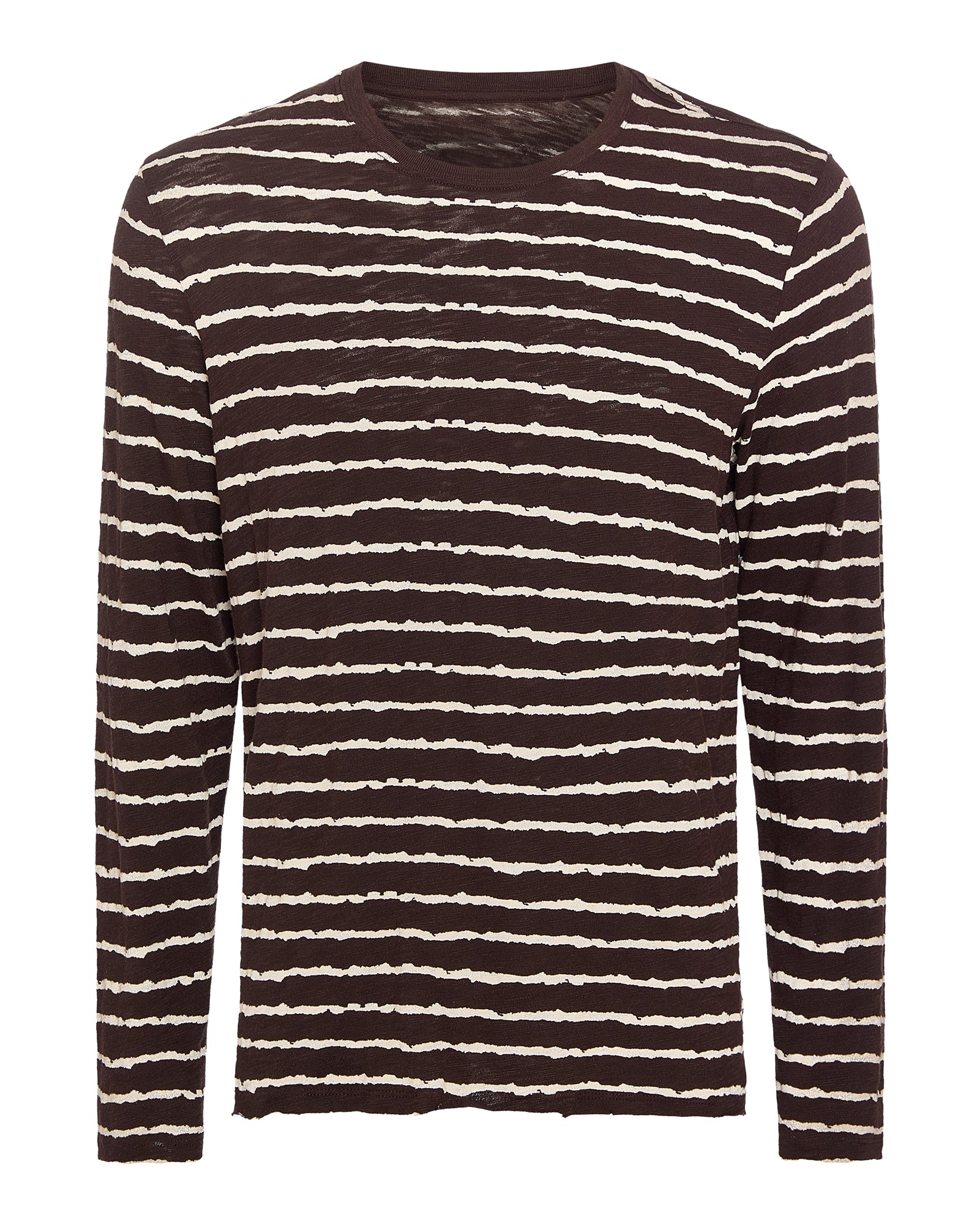 Slub Jersey Long Sleeve Destroyed Wash Tee - Dark Chocolate Chalk