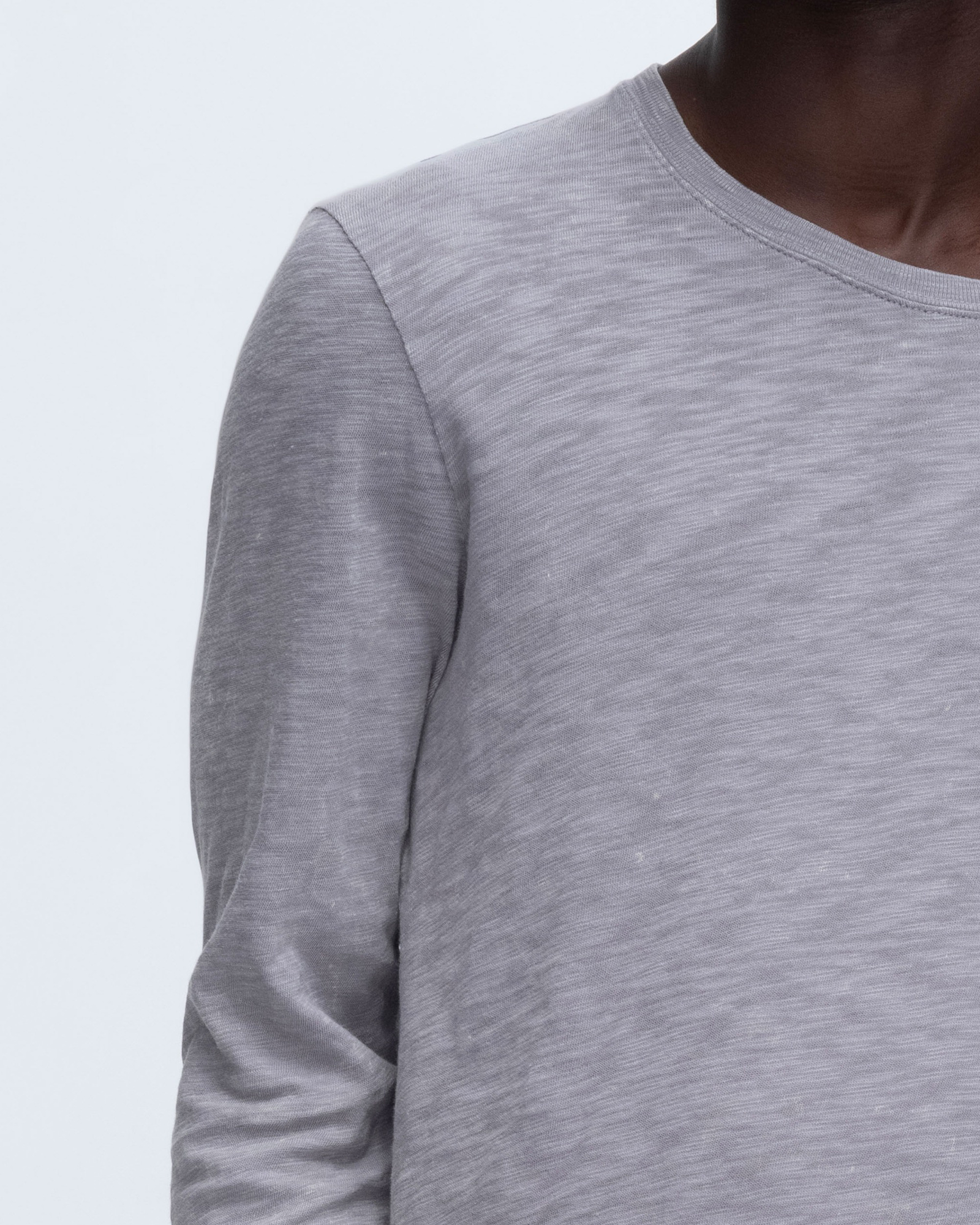 Slub Jersey Chroma Wash Long Sleeve Destroyed Wash Tee - Shark