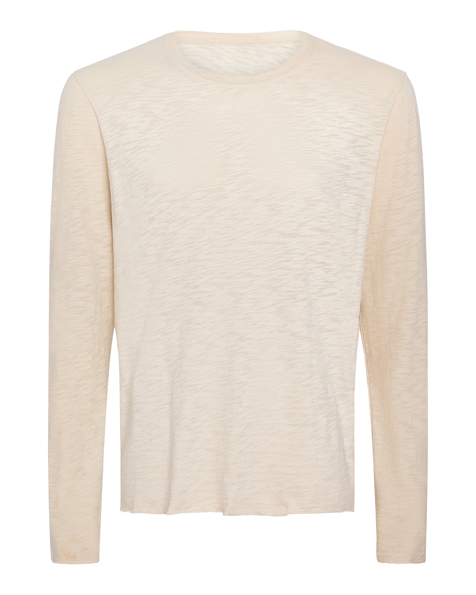 Slub Jersey Long Sleeve Destroyed Wash Tee - Bleached Oak