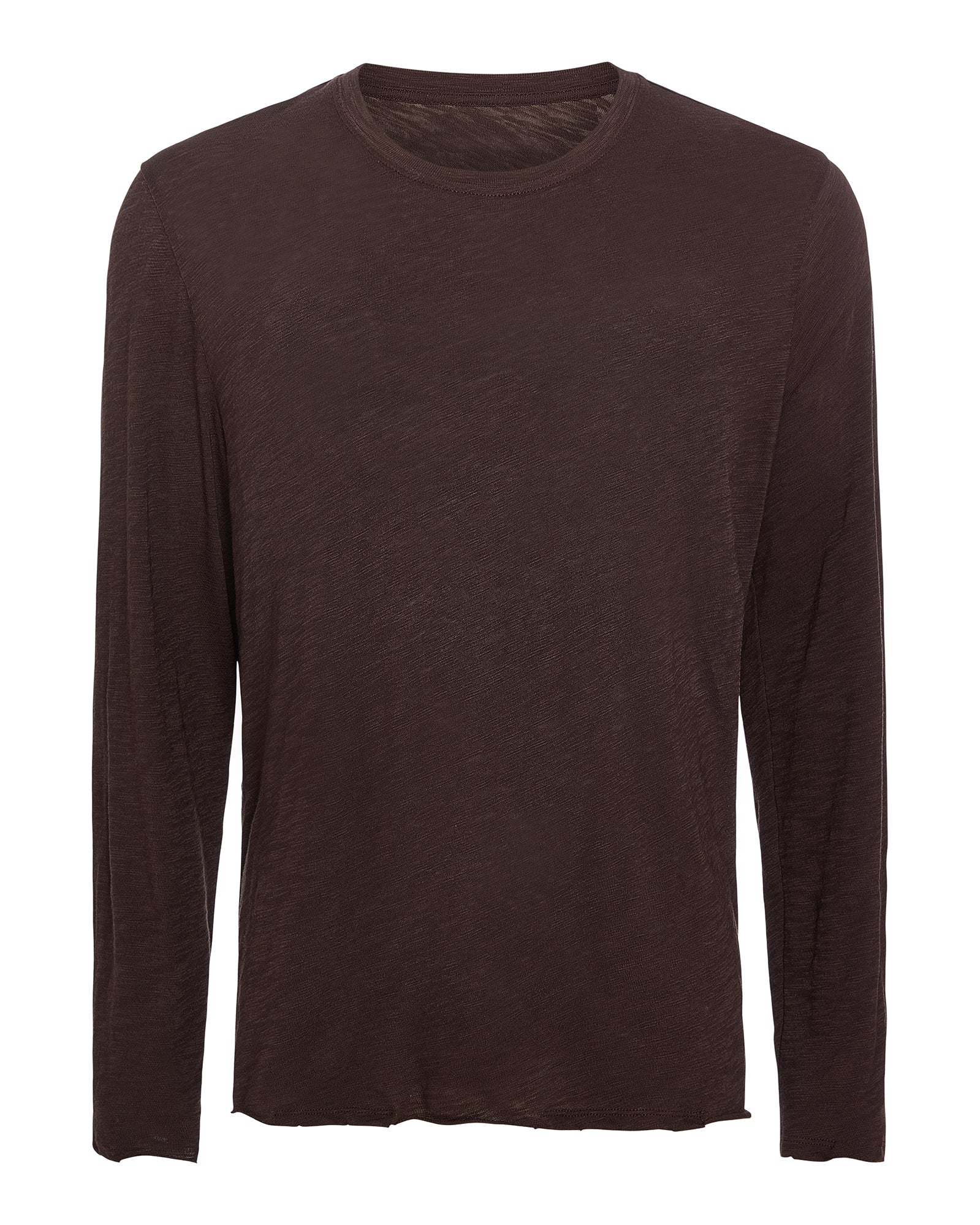 Slub Jersey Long Sleeve Destroyed Wash Tee - Dark Chocolate
