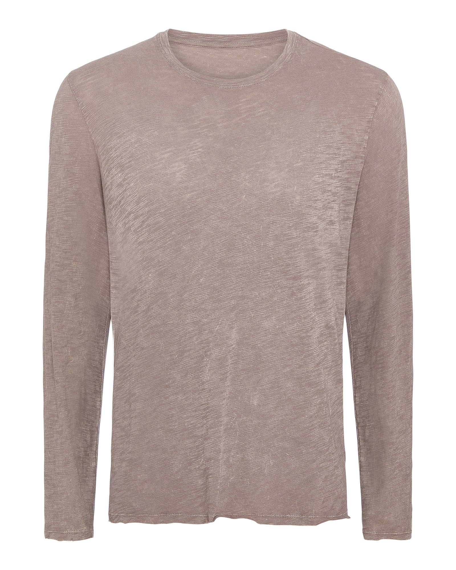Slub Jersey Long Sleeve Destroyed Wash Tee - Faded Mocha