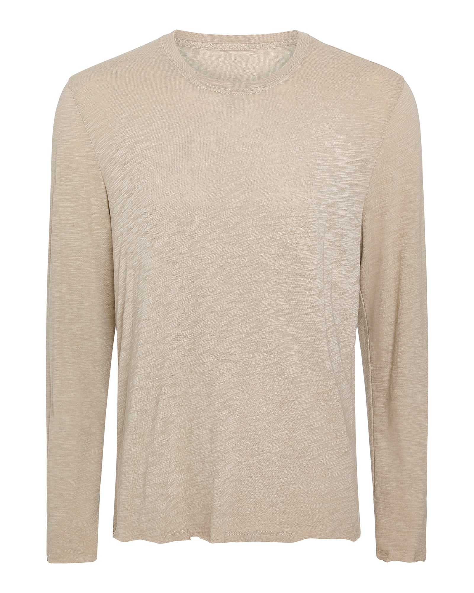 Slub Jersey Long Sleeve Destroyed Wash Tee - French Oak