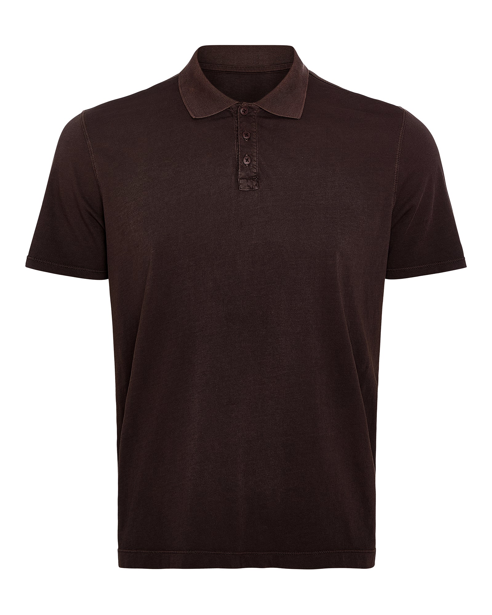 Classic Jersey Sun Bleach Wash Short Sleeve Polo - Dark Chocolate