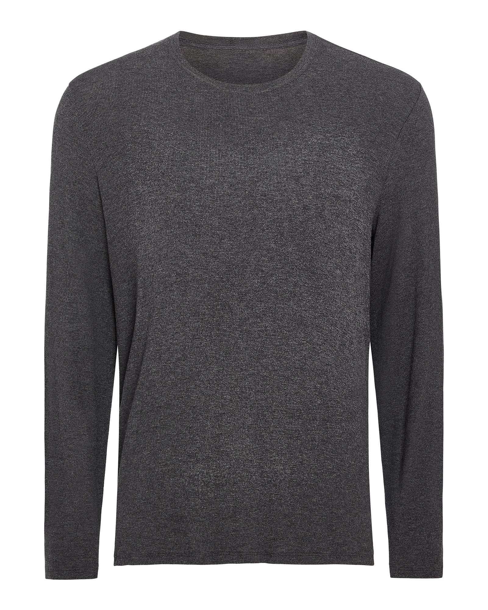 Modal Rib Long Sleeve Crew - Heather Coal