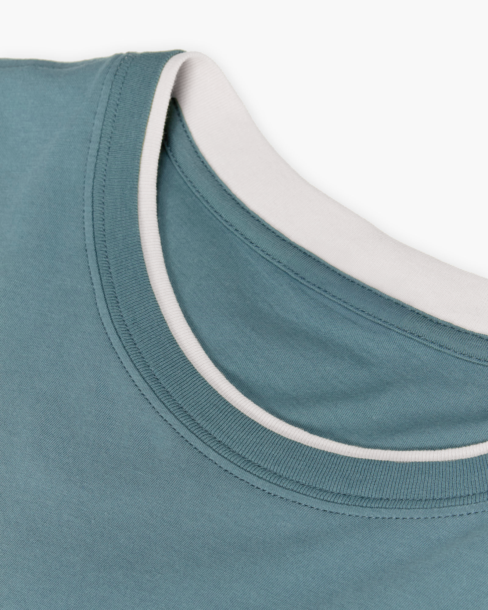 Classic Jersey Double Trim Short Sleeve Crew Neck Tee - Spring Eucalyptus-Soft Beige