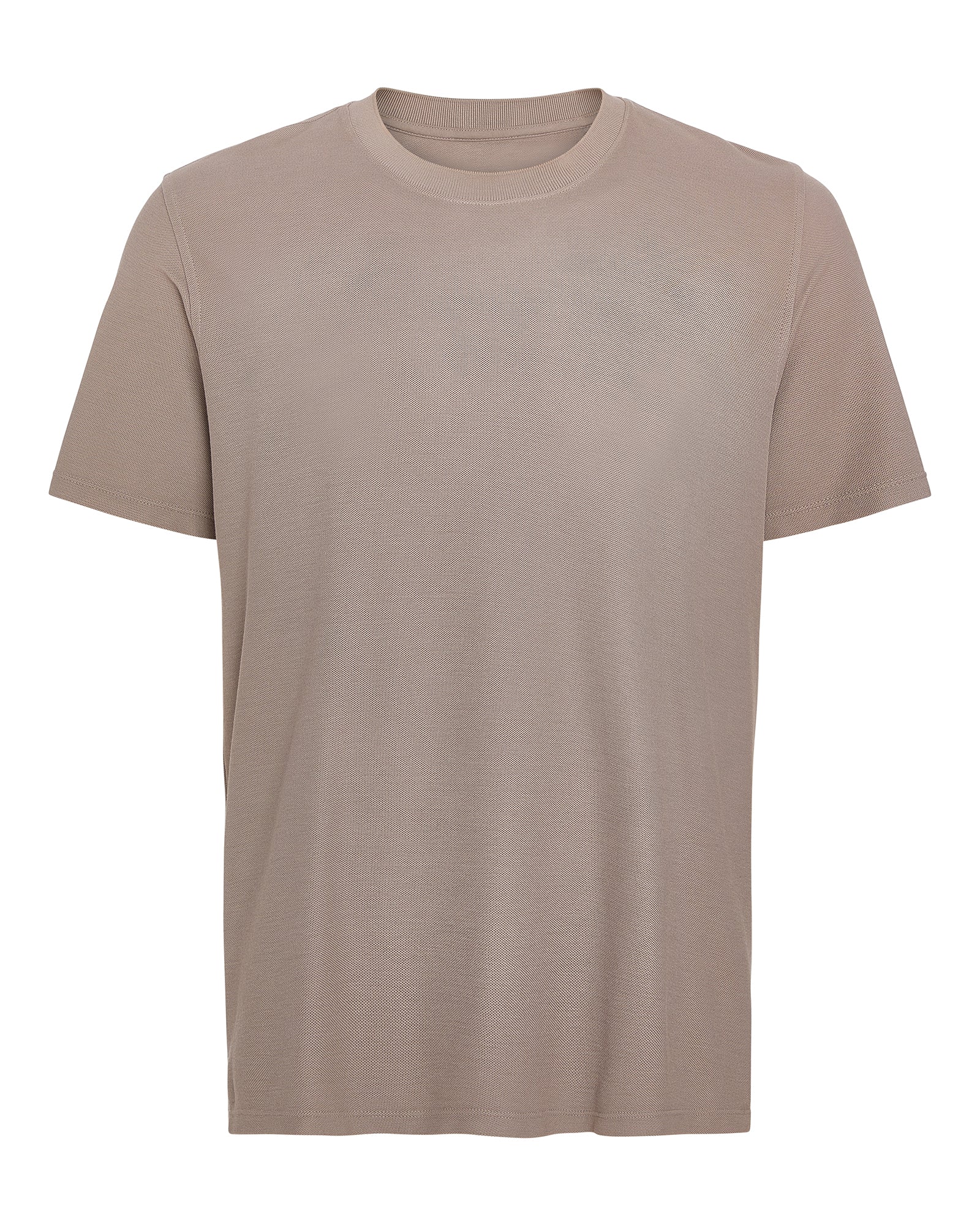 Pima Cotton Pique Crew Neck Tee - Faded Mocha