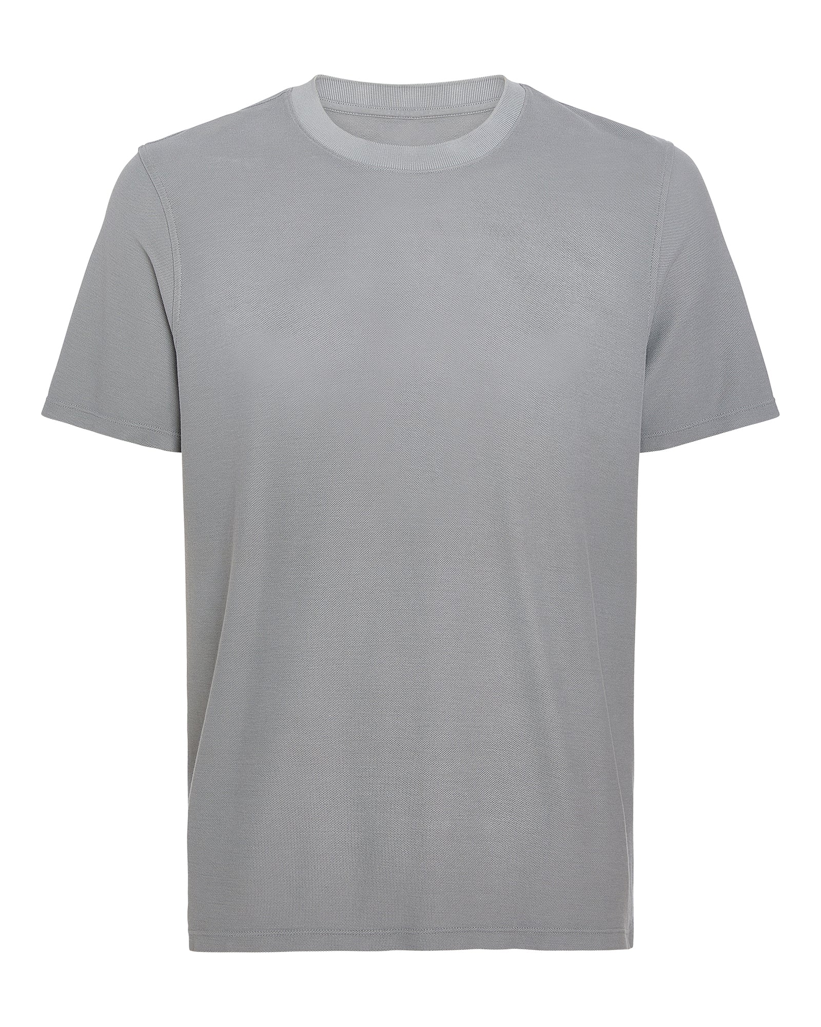 Pima Cotton Pique Crew Neck Tee - Pewter
