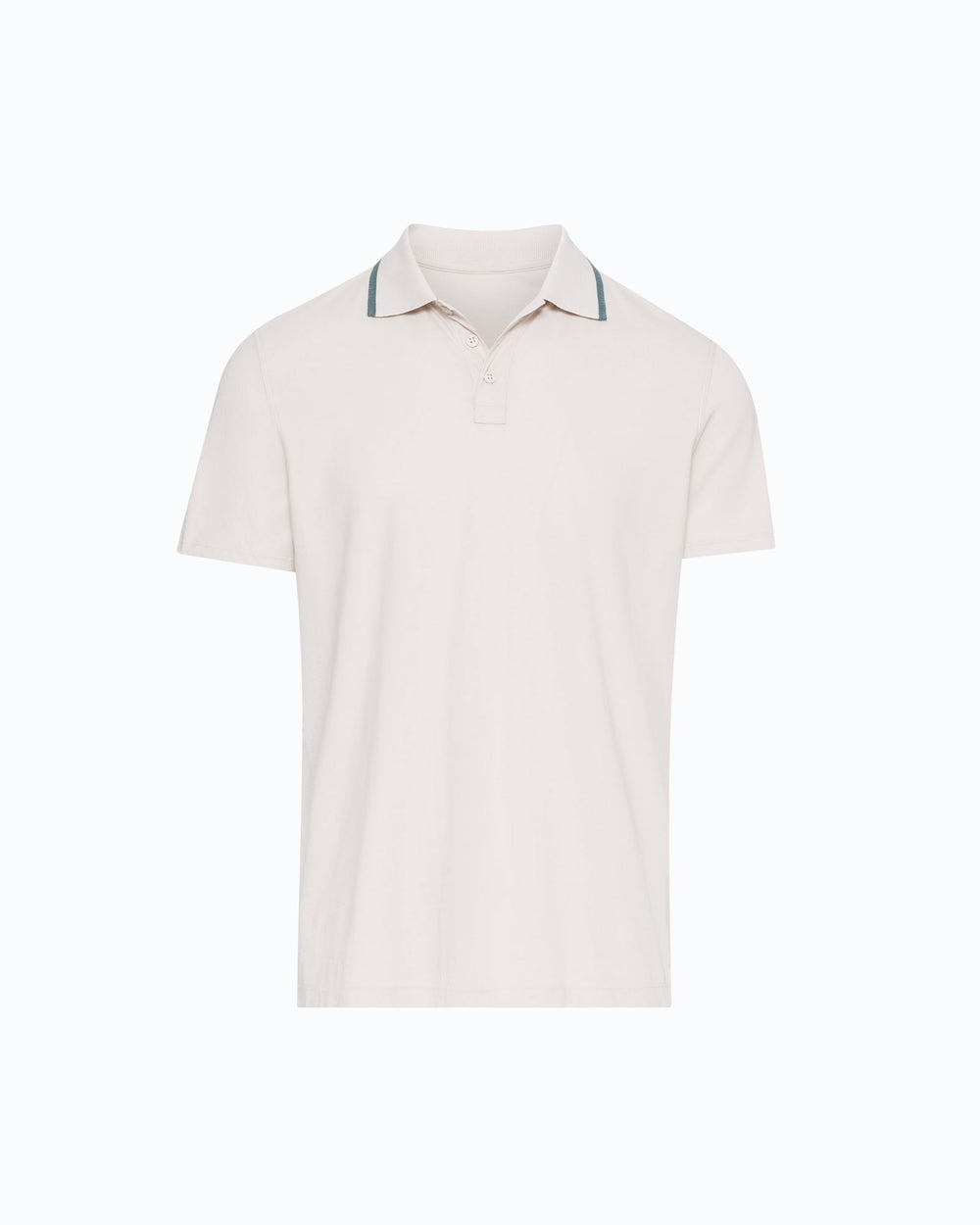 Classic Jersey Short Sleeve Polo with Tipping - Soft Beige-Spring Eucalyptus
