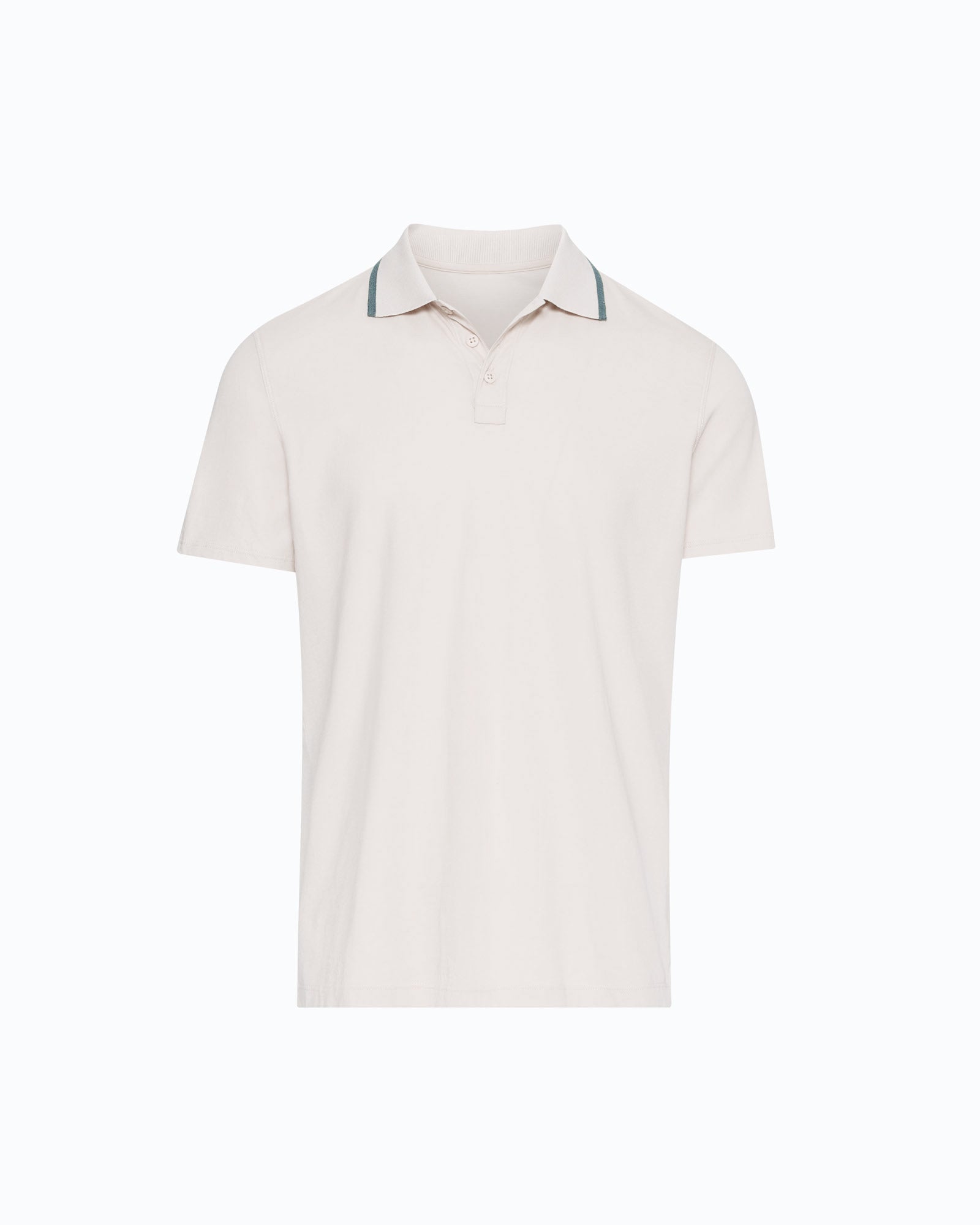 Classic Jersey Short Sleeve Polo with Tipping - Soft Beige-Spring Eucalyptus